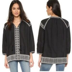 Madewell embroidered camelia tunic 7/8 sleeve